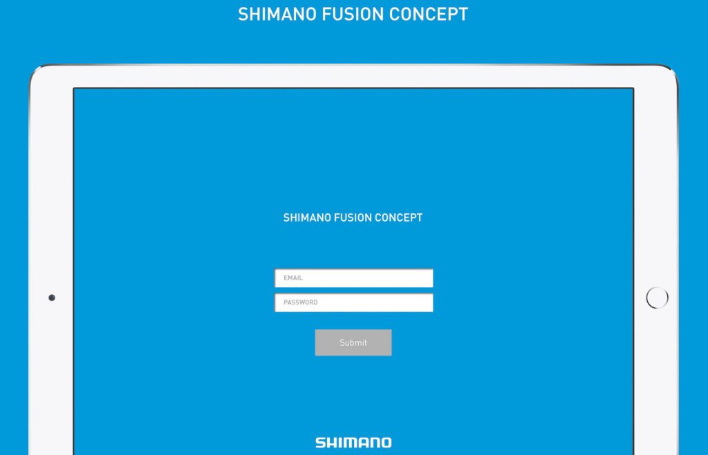 Shimano iOS application Login screen on iPad