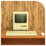 Old apple computer with the words "Game Over" in ASCII graphics across the screen.
