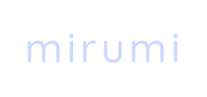 Mirumi logo in soft lavender font, reflecting the playful and endearing design of the robotic companion.